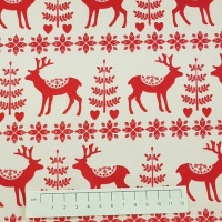 Fat Quarter - P276 Christmas - Festive Reindeer- Red